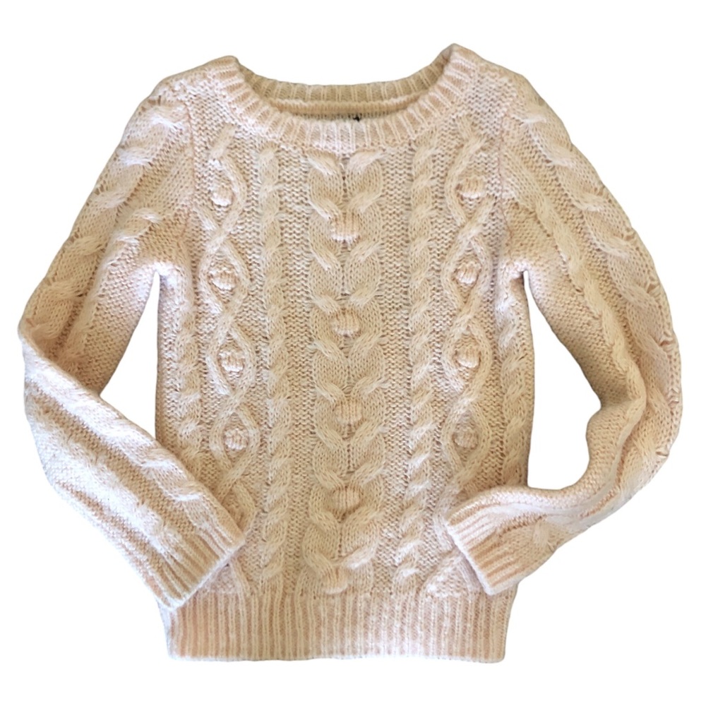 C Gap Pink Cable Knit Pattern Mohair Wool Girls Sweater XS 4-5 Years - Picture 3 of 6
